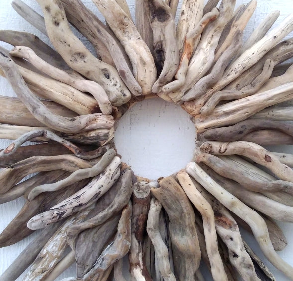 Large 26" Driftwood Wreath Modern Driftwood Mantel Decor