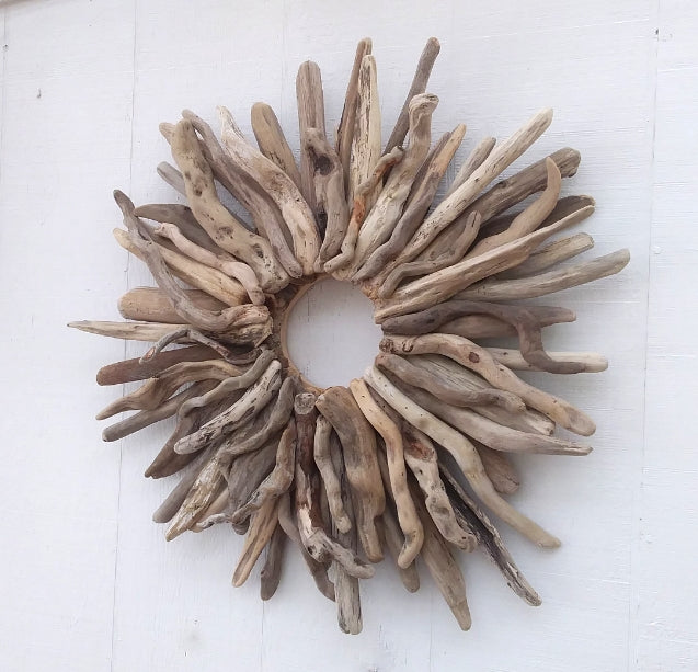 Large 26" Driftwood Wreath Modern Driftwood Mantel Decor