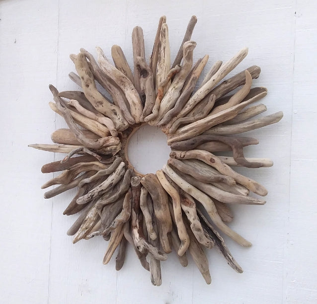 Large 26" Driftwood Wreath Modern Driftwood Mantel Decor