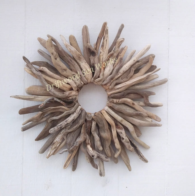 Large 26" Driftwood Wreath Modern Driftwood Mantel Decor