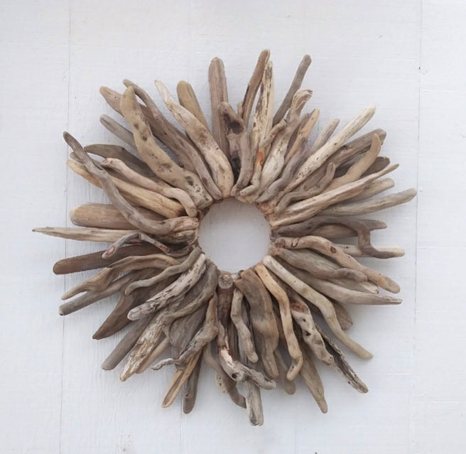 Large 26" Driftwood Wreath Modern Driftwood Mantel Decor