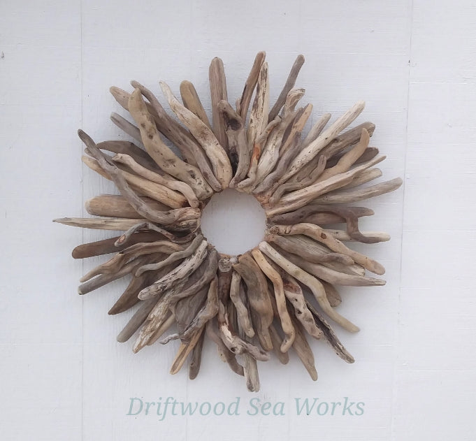 Large 26" Driftwood Wreath Modern Driftwood Mantel Decor