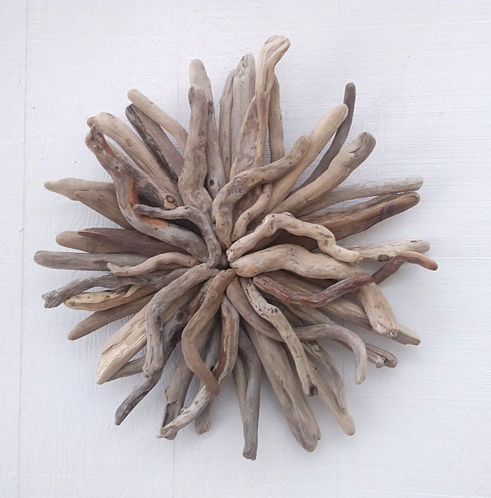 Driftwood Art Starburst Round Sculpture Rustic Room Wall Art