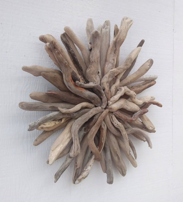 Driftwood Art Starburst Round Sculpture Rustic Room Wall Art