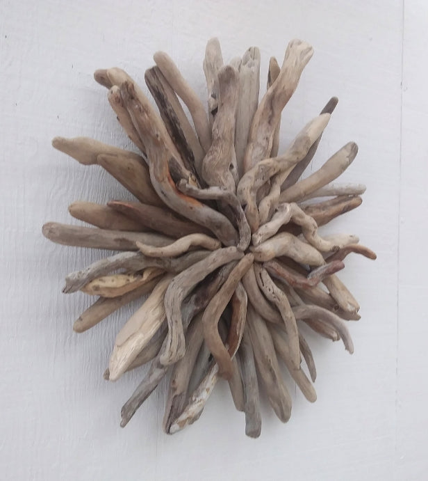 Driftwood Art Starburst Round Sculpture Rustic Room Wall Art