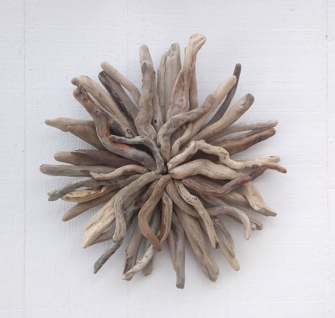 Driftwood Art Starburst Round Sculpture Rustic Room Wall Art