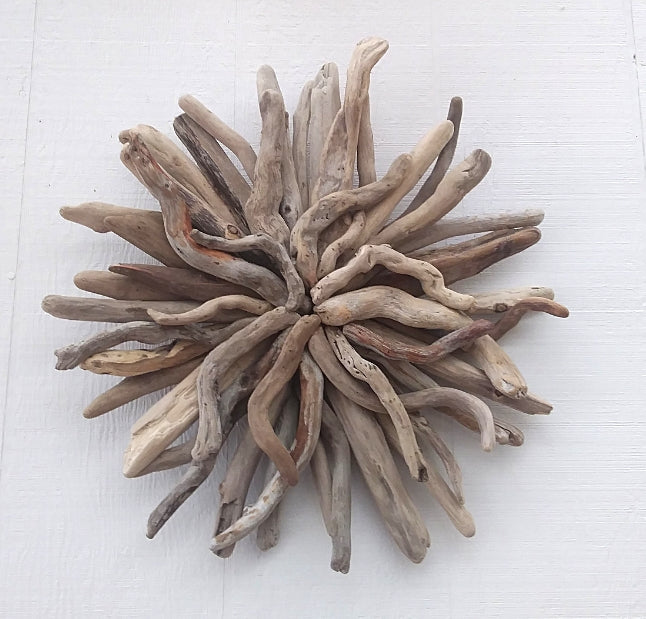 Driftwood Art Starburst Round Sculpture Rustic Room Wall Art