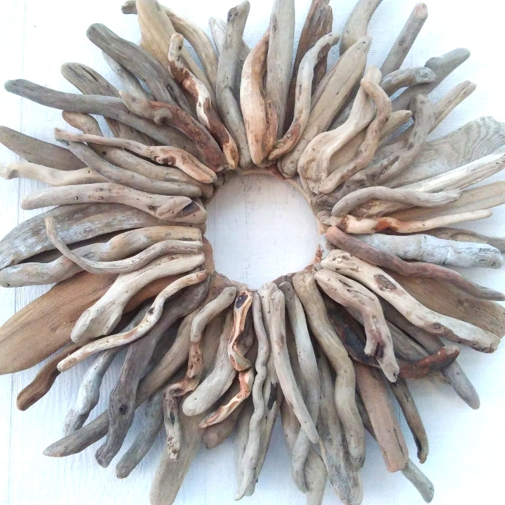 Large Driftwood Wreath Sunburst Mantel Wall Decor