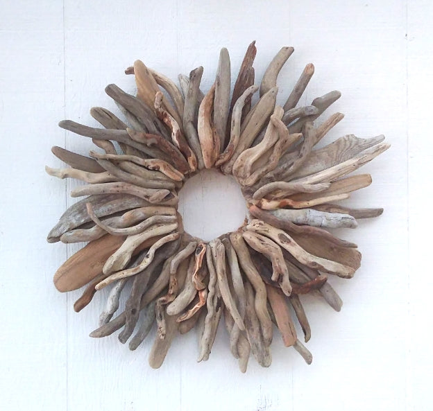 Large Driftwood Wreath Sunburst Mantel Wall Decor