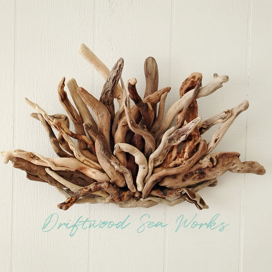 Large Driftwood Starburst Sculpture Natural Rustic Wood Wall Decor