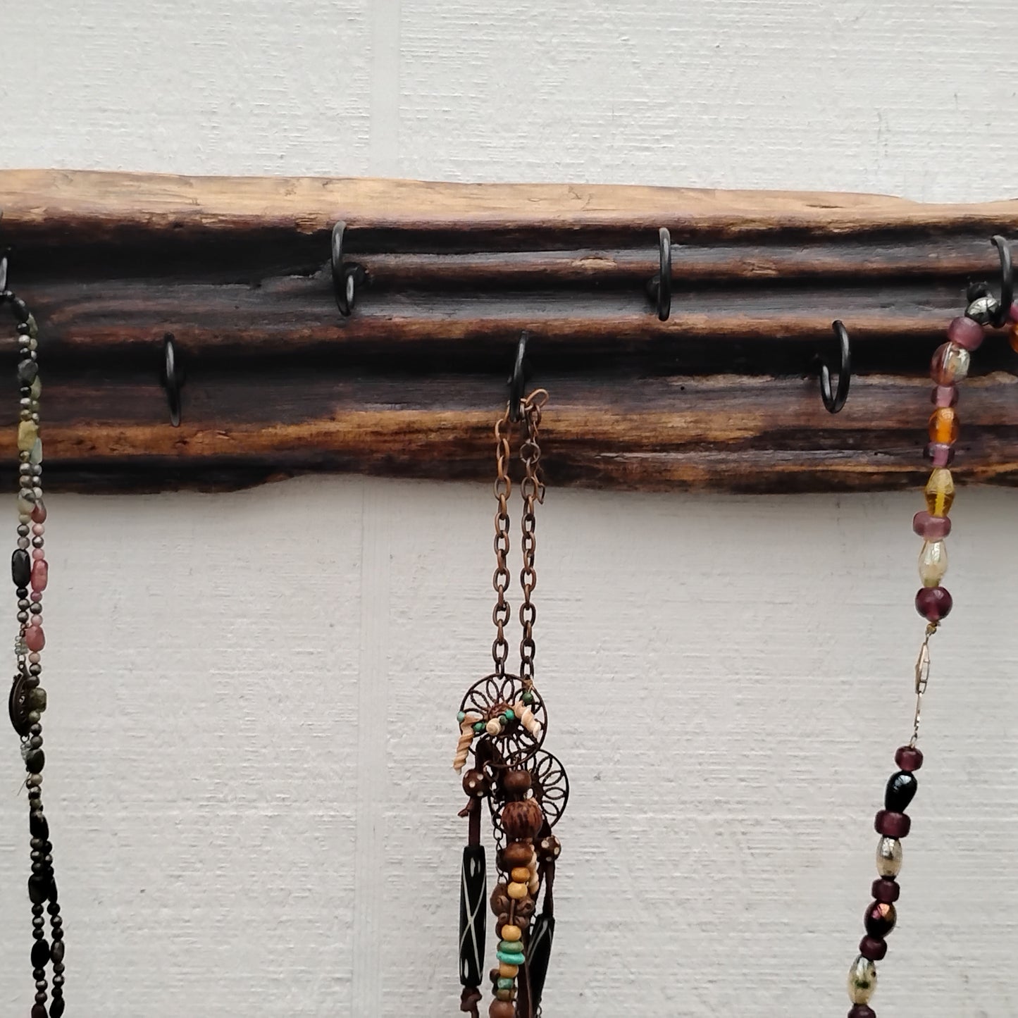Dark Driftwood Necklace Display Wall Hanging  Necklace Organizer