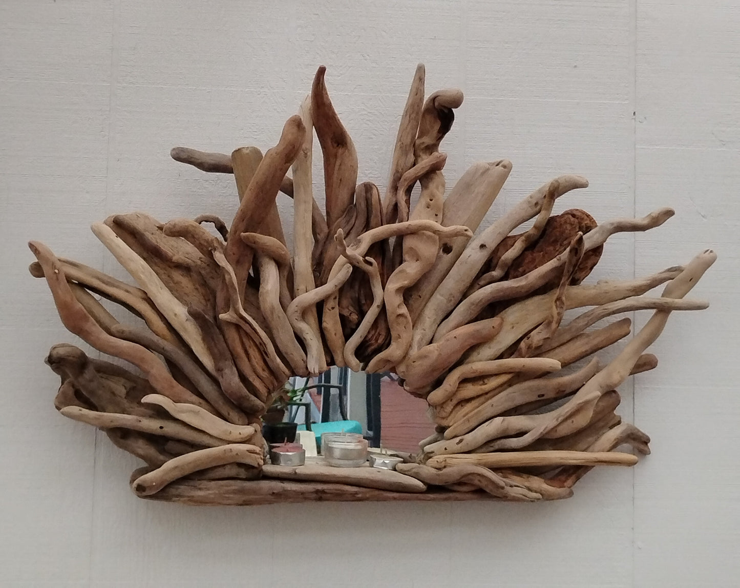 Oregon Driftwood Mirror Starburst Mirror Driftwood Art Wall Mirror With Small Shelf