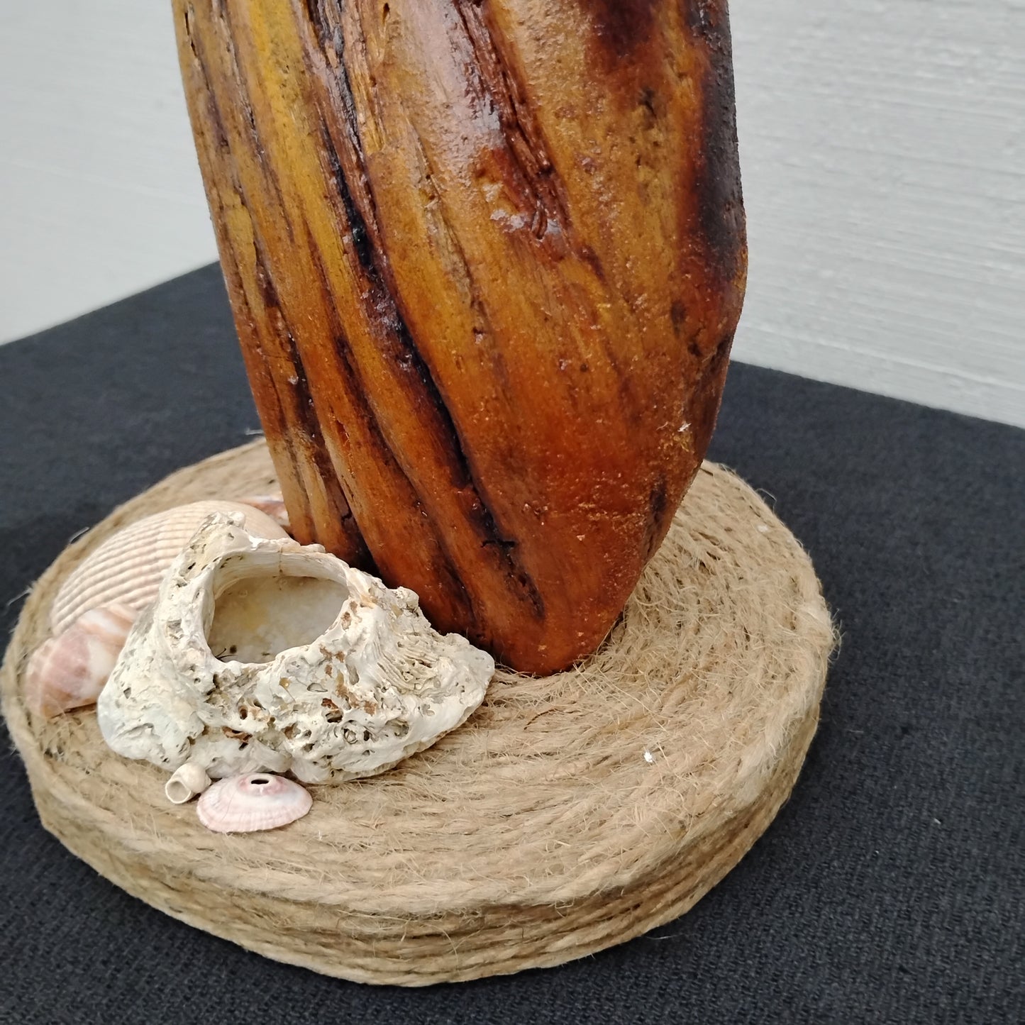 Small Mantel Sculpture Handmade With Driftwood And Beach Shells