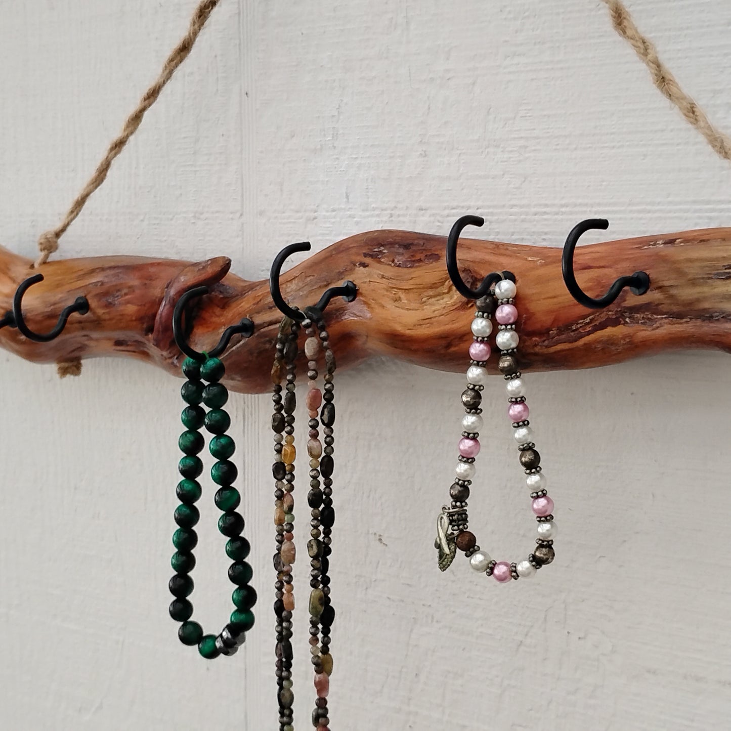 Necklace Organizer Display Driftwood Key Hook Wall Mounted