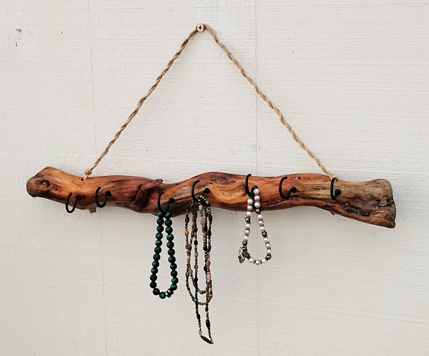 Necklace Organizer Display Driftwood Key Hook Wall Mounted