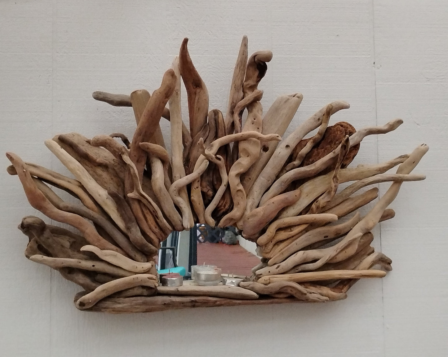 Oregon Driftwood Mirror Starburst Mirror Driftwood Art Wall Mirror With Small Shelf