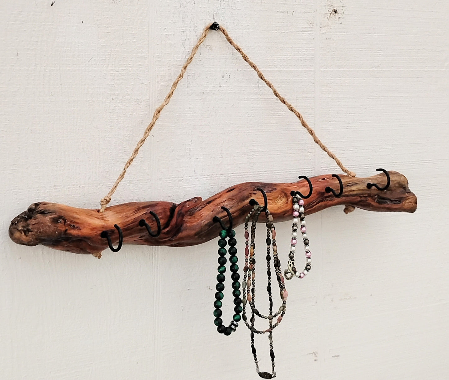 Necklace Organizer Display Driftwood Key Hook Wall Mounted