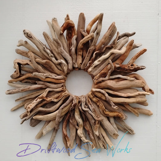 Large Driftwood Wreath Oregon Driftwood Art Rustic Mantel Decor (28 inches)