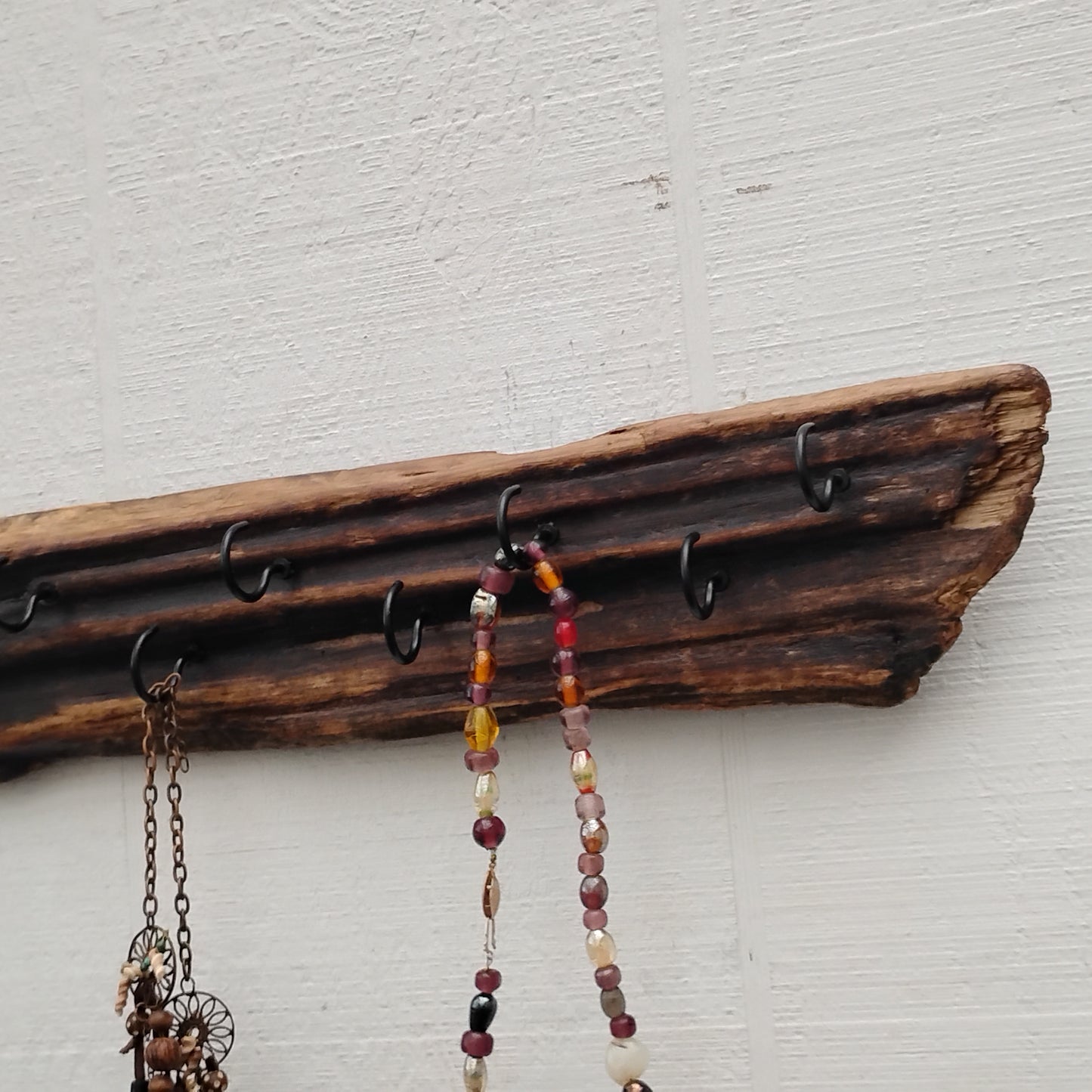Dark Driftwood Necklace Display Wall Hanging  Necklace Organizer