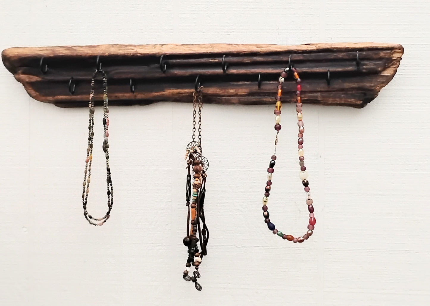 Dark Driftwood Necklace Display Wall Hanging  Necklace Organizer