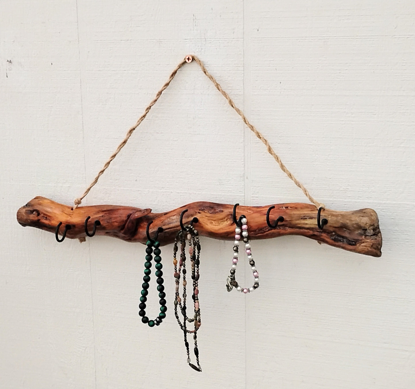 Necklace Organizer Display Driftwood Key Hook Wall Mounted