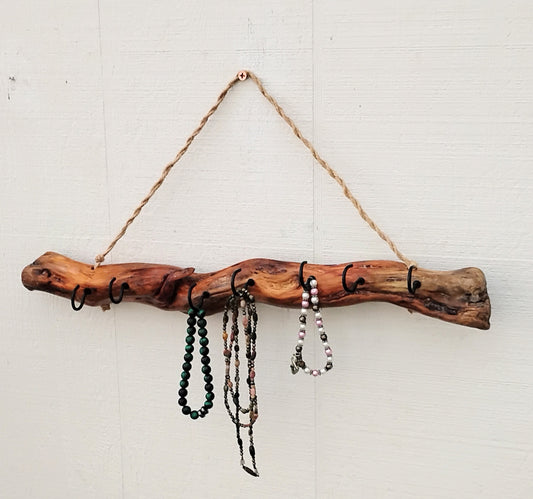 Necklace Organizer Display Driftwood Key Hook Wall Mounted