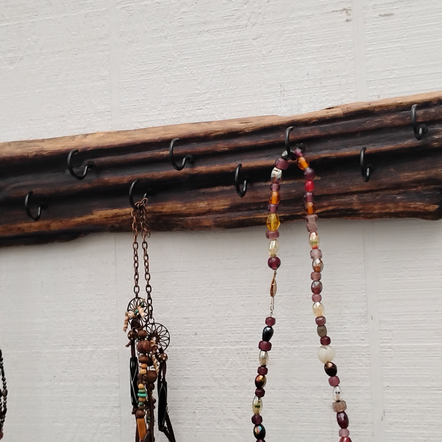 Dark Driftwood Necklace Display Wall Hanging  Necklace Organizer