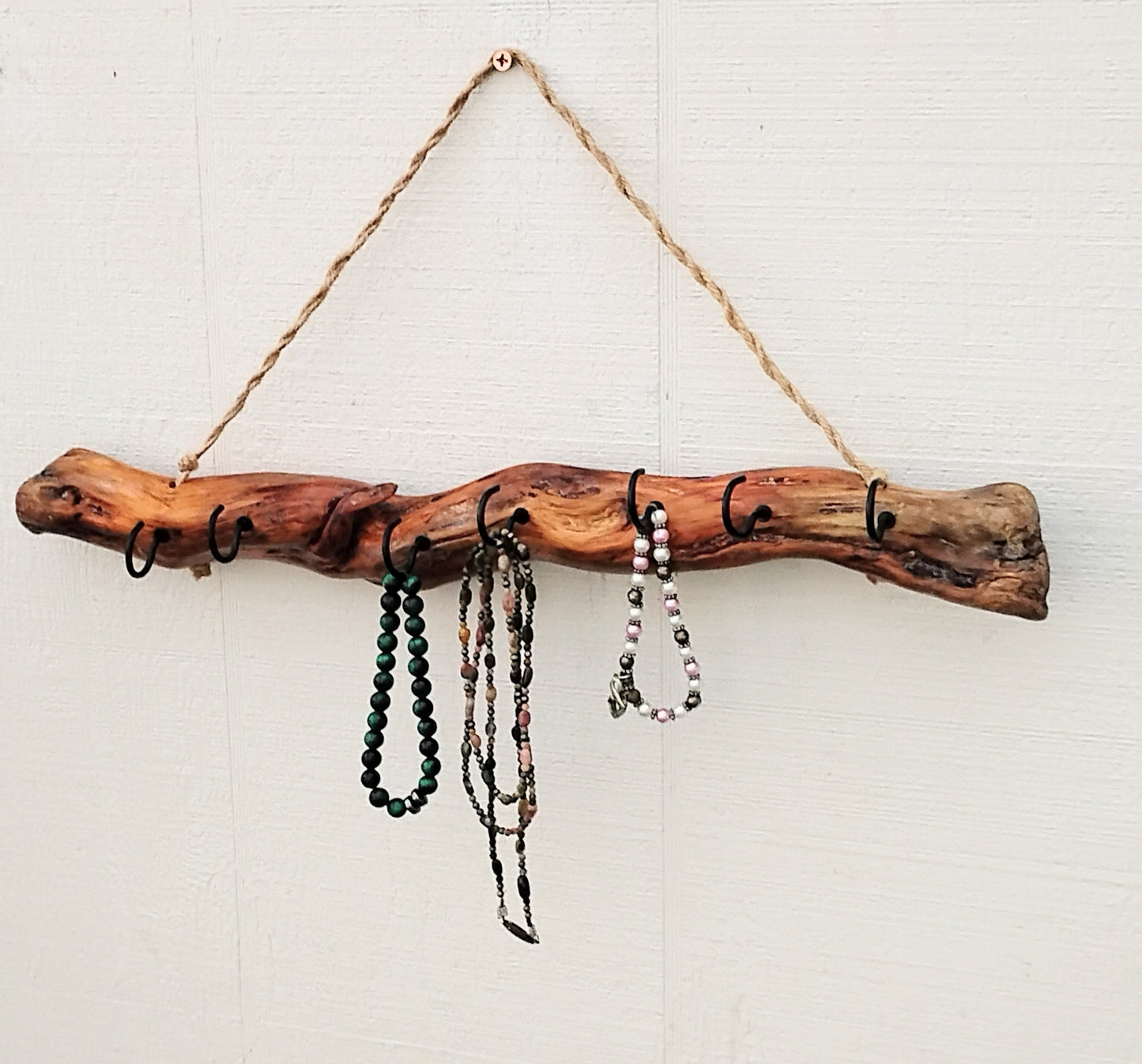 Necklace Organizer Display Driftwood Key Hook Wall Mounted