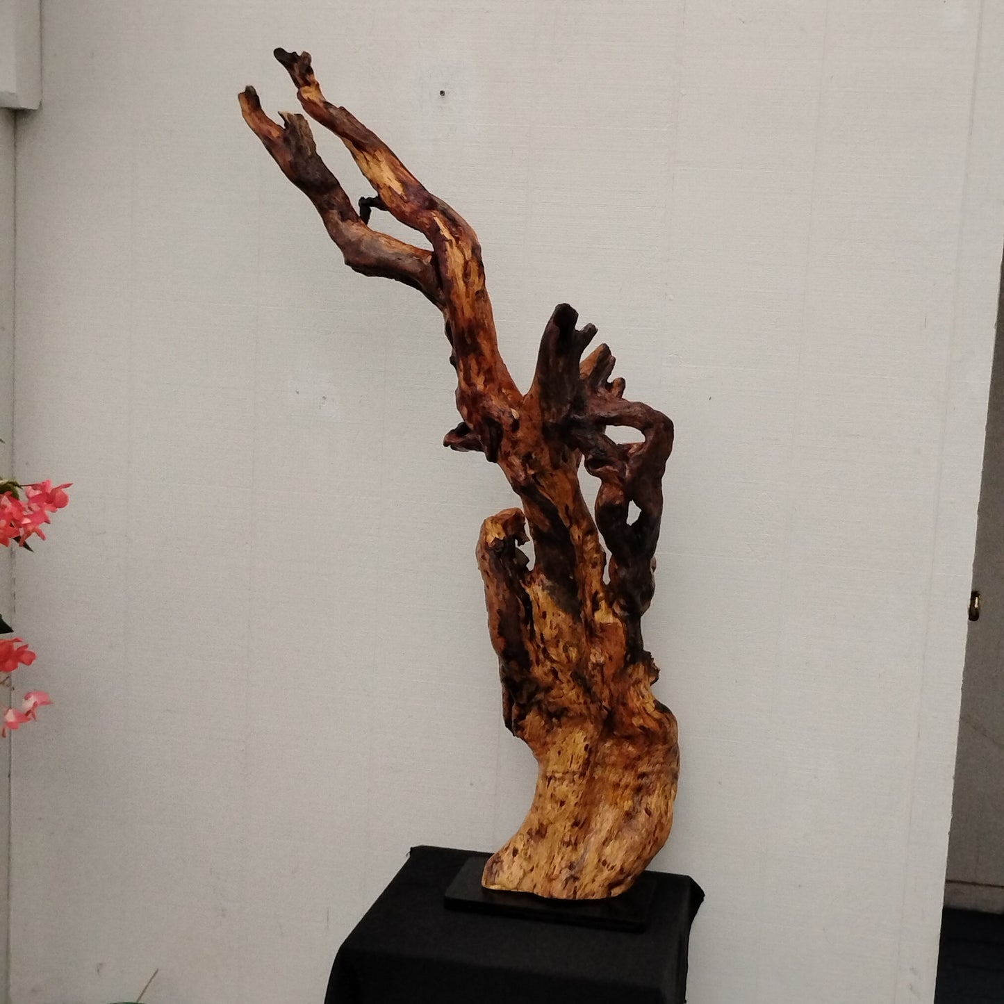 This large driftwood floor sculpture was handmade from a beautiful, natural piece of driftwood that I found along the Oregon Coastline. The colors are shades earthy browns and are natural to the wood. This unique statement piece also has a rock embedded in it.