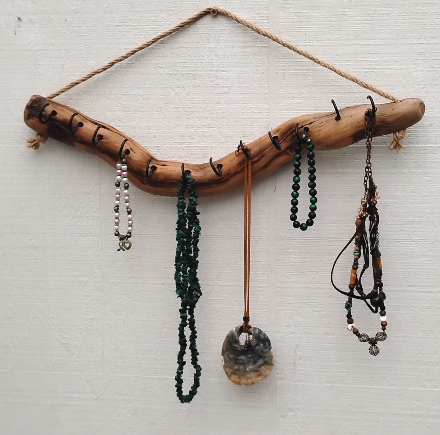 Necklace Organizer Display Driftwood Key Hook Wall Mounted