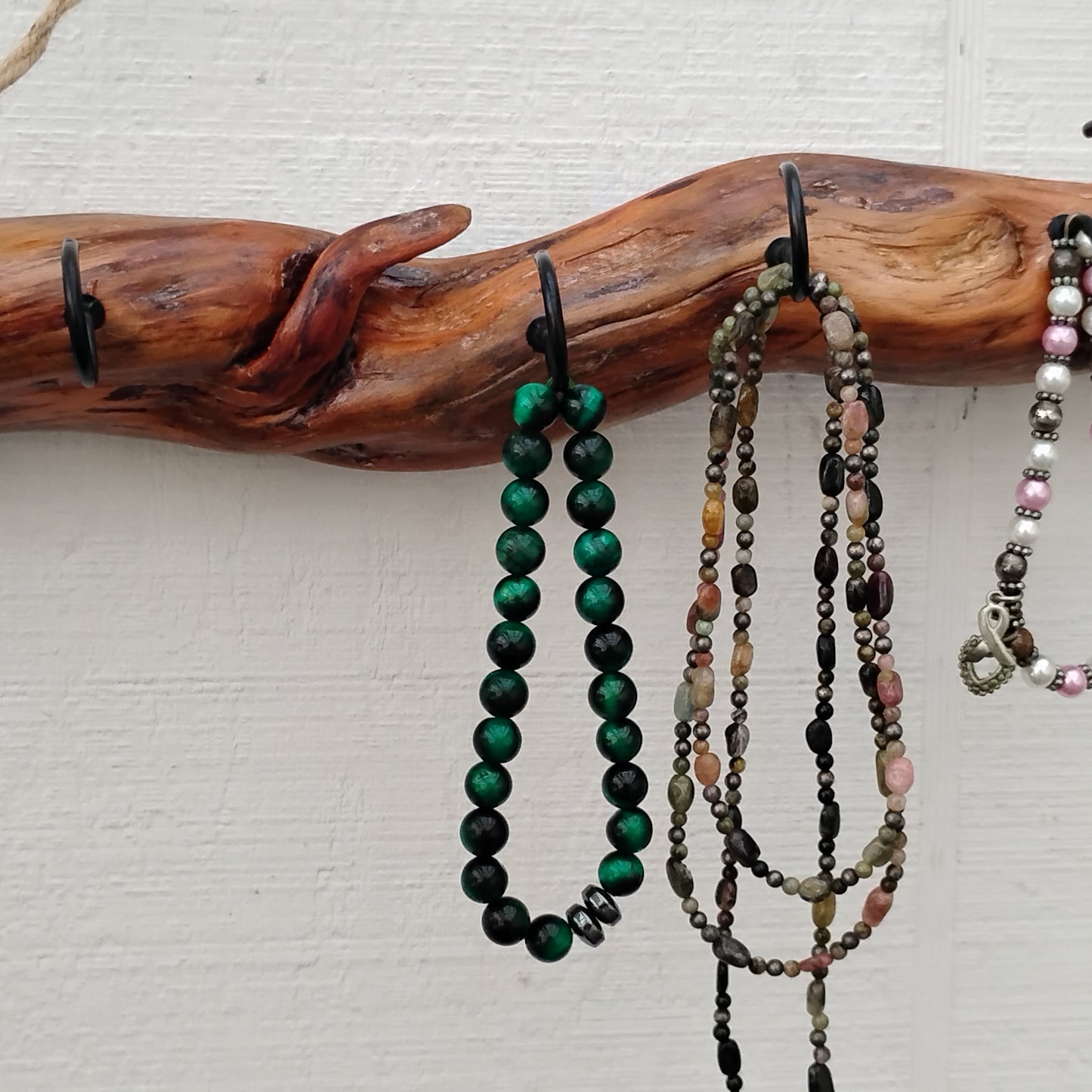 Necklace Organizer Display Driftwood Key Hook Wall Mounted