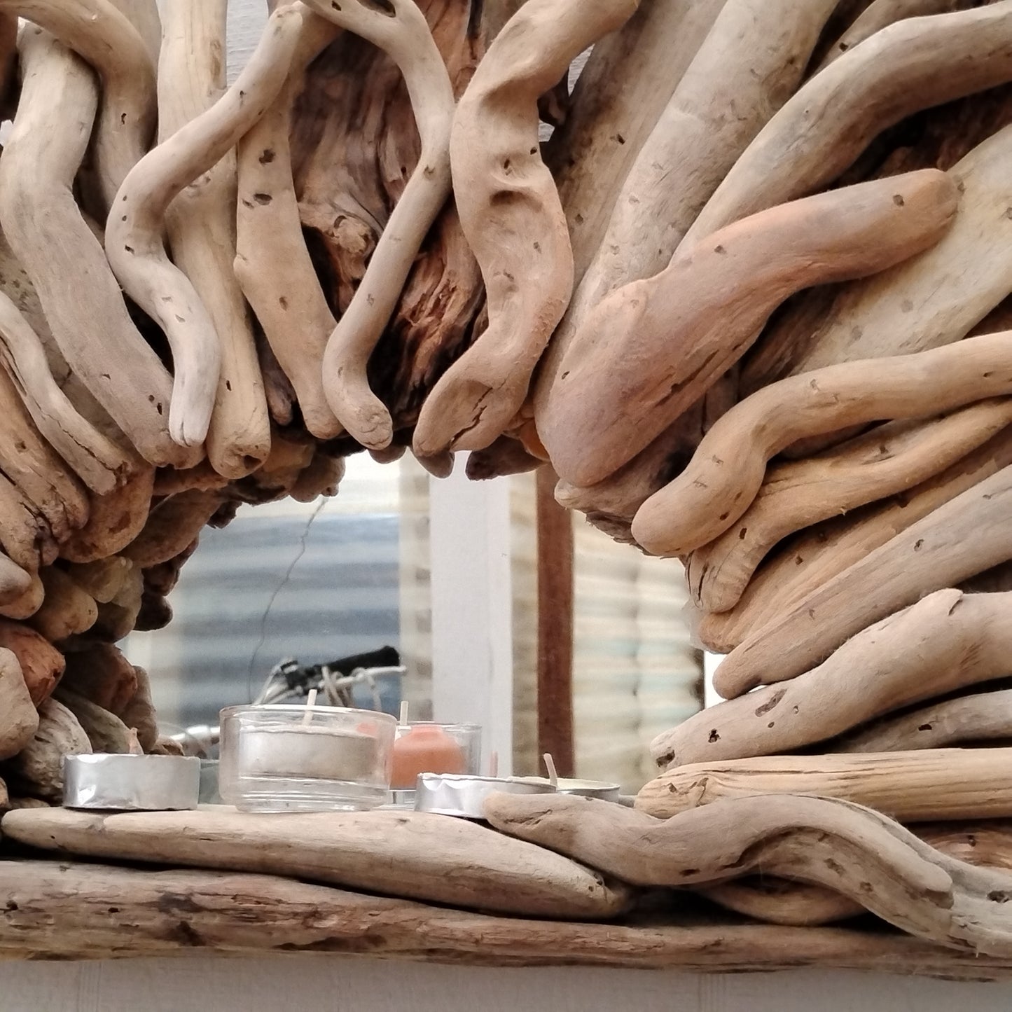 Oregon Driftwood Mirror Starburst Mirror Driftwood Art Wall Mirror With Small Shelf