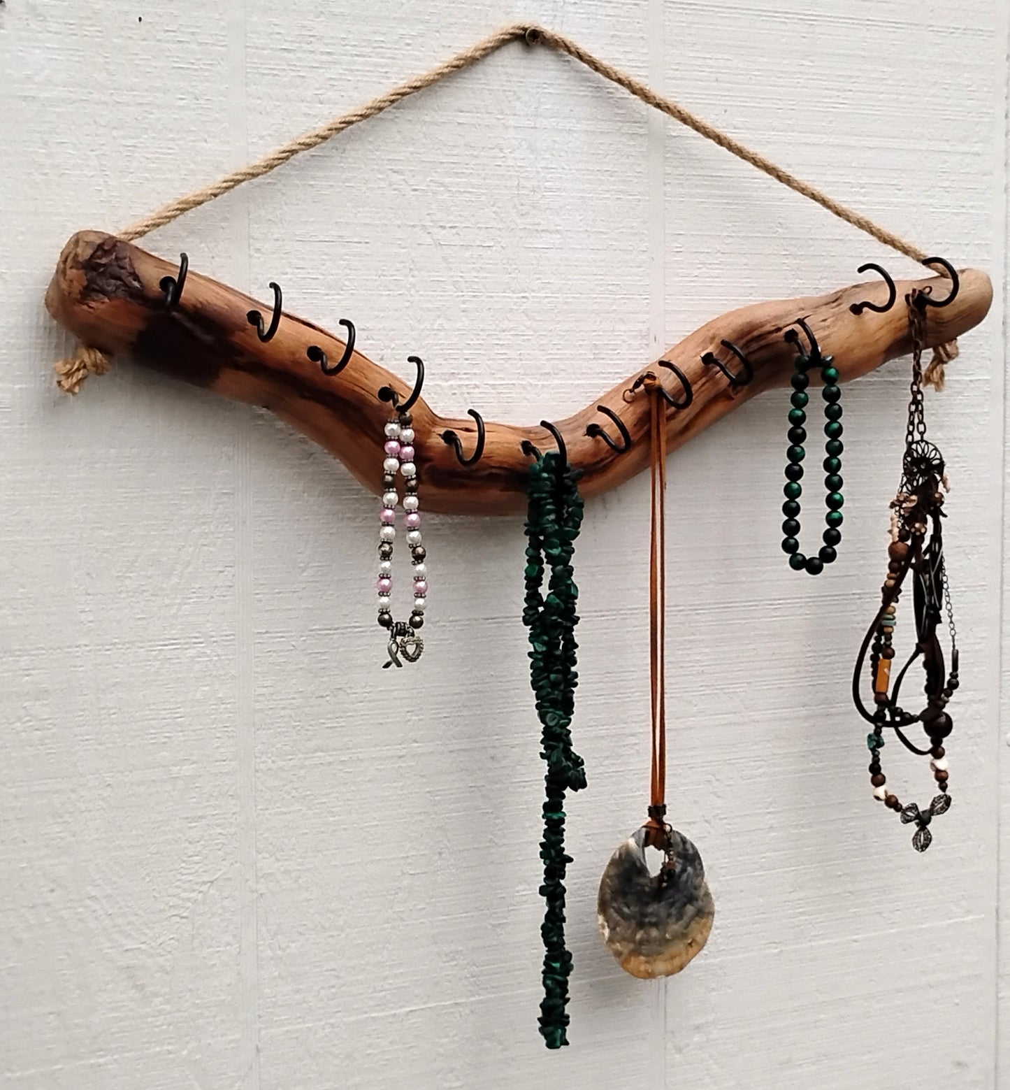 Necklace Organizer Display Driftwood Key Hook Wall Mounted
