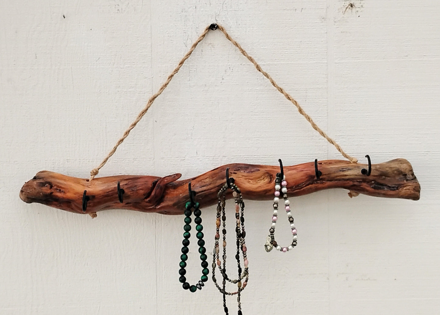 Necklace Organizer Display Driftwood Key Hook Wall Mounted