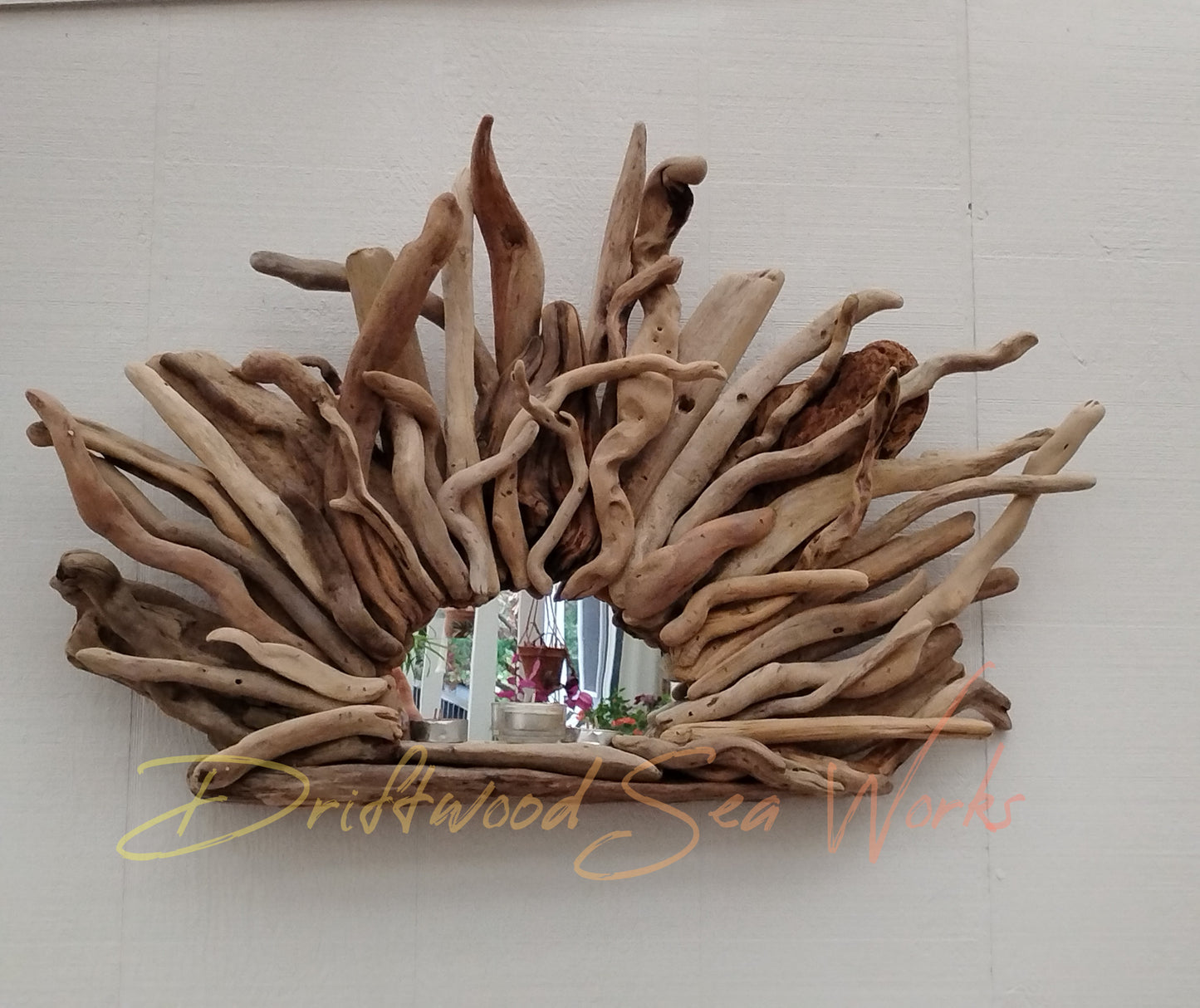Oregon Driftwood Mirror Starburst Mirror Driftwood Art Wall Mirror With Small Shelf