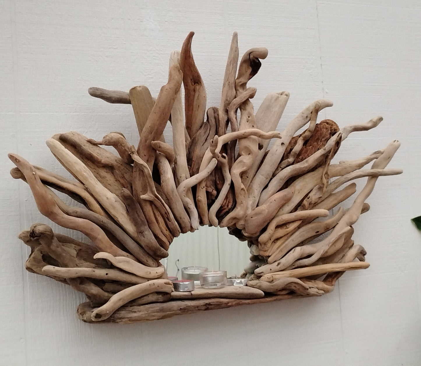 Oregon Driftwood Mirror Starburst Mirror Driftwood Art Wall Mirror With Small Shelf