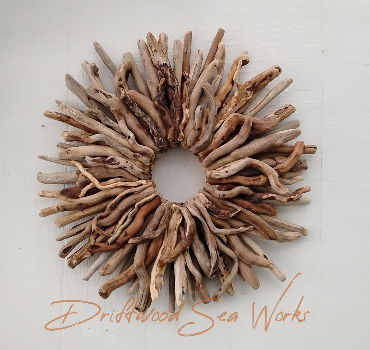 Large 30" Driftwood Wreath Modern Driftwood Mantel Decor