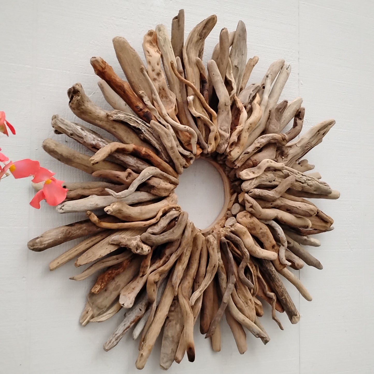 Large Driftwood Wreath Sunburst Mantel Wall Decor