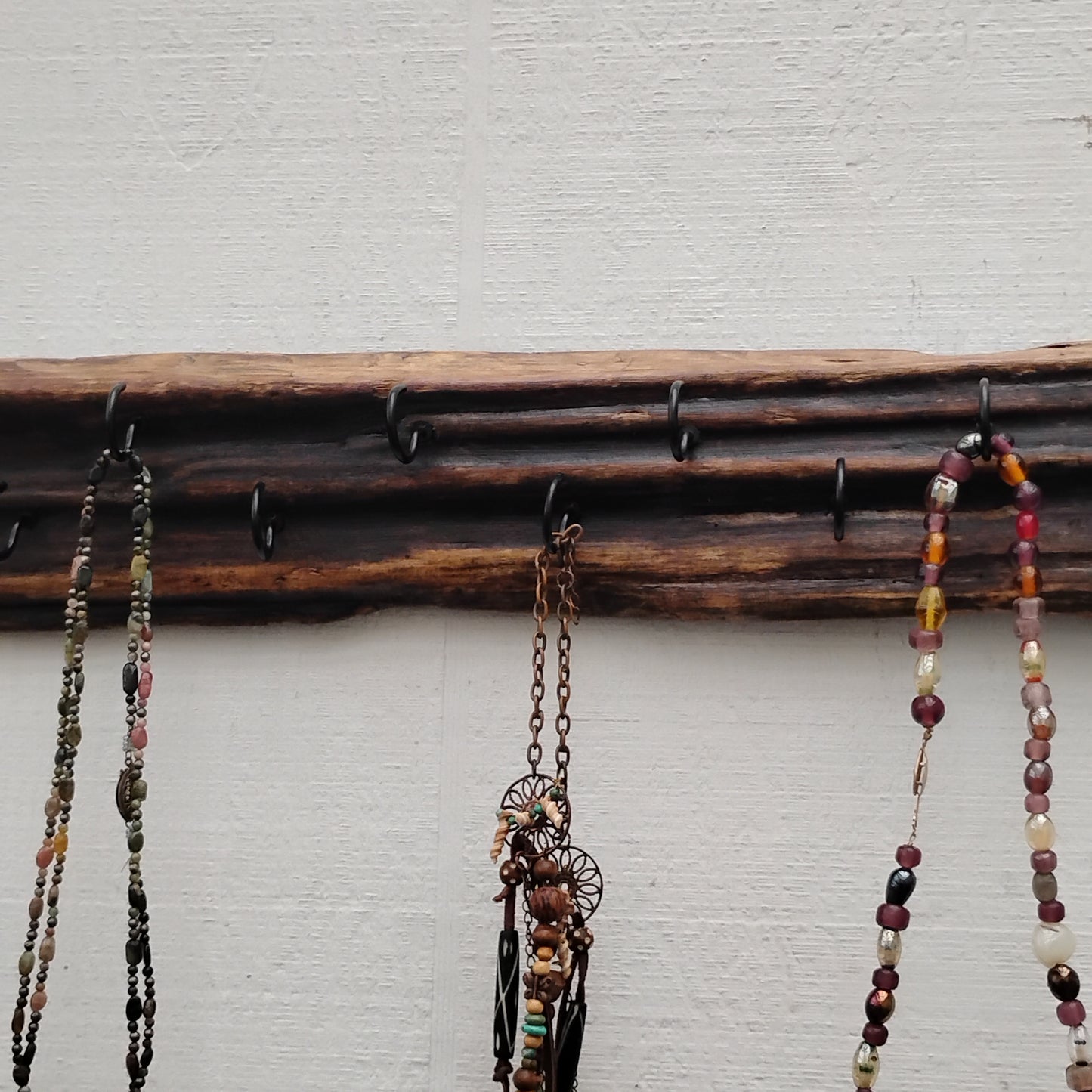 Dark Driftwood Necklace Display Wall Hanging  Necklace Organizer