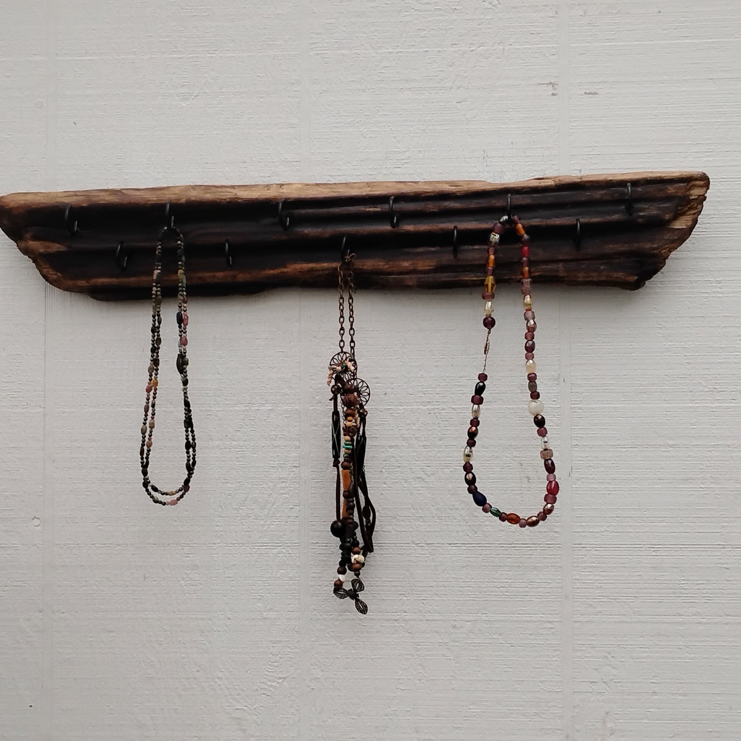 Dark Driftwood Necklace Display Wall Hanging  Necklace Organizer
