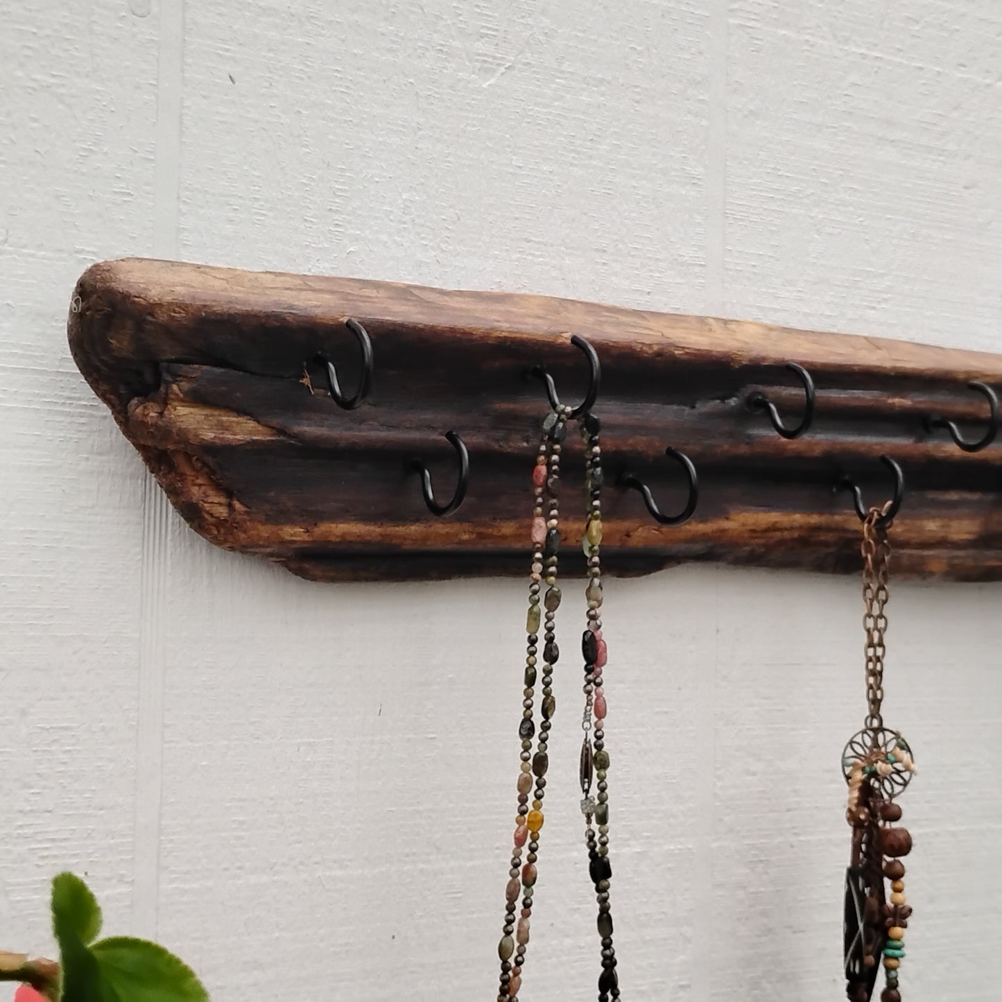 Dark Driftwood Necklace Display Wall Hanging  Necklace Organizer