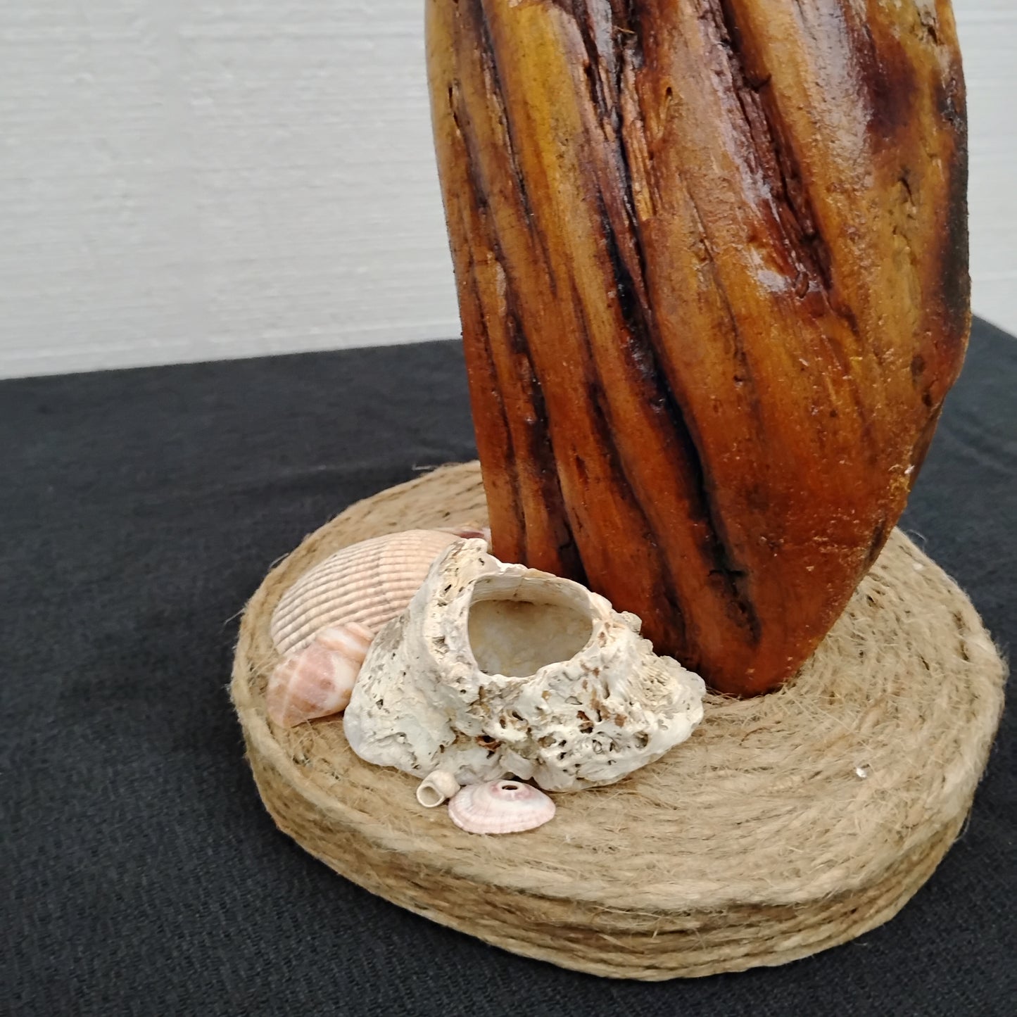 Small Mantel Sculpture Handmade With Driftwood And Beach Shells