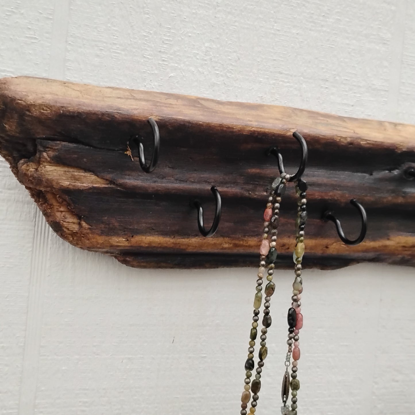 Dark Driftwood Necklace Display Wall Hanging  Necklace Organizer