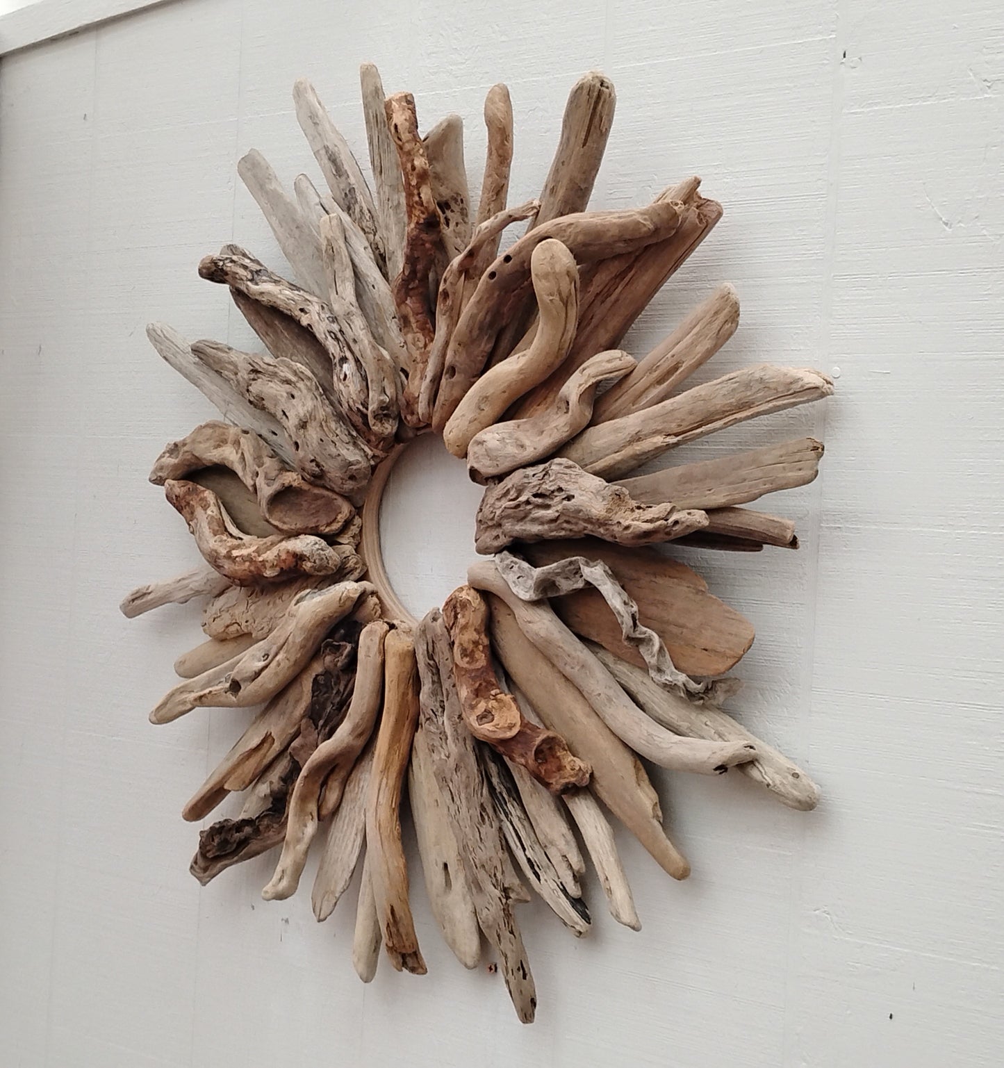 Large 30" Driftwood Wreath Modern Driftwood Mantel Decor