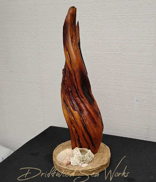 Small Driftwood Mantel Sculpture Hand Crafted Oregon Beach Wood And Shells Rustic Earthy Colors Room Decor 