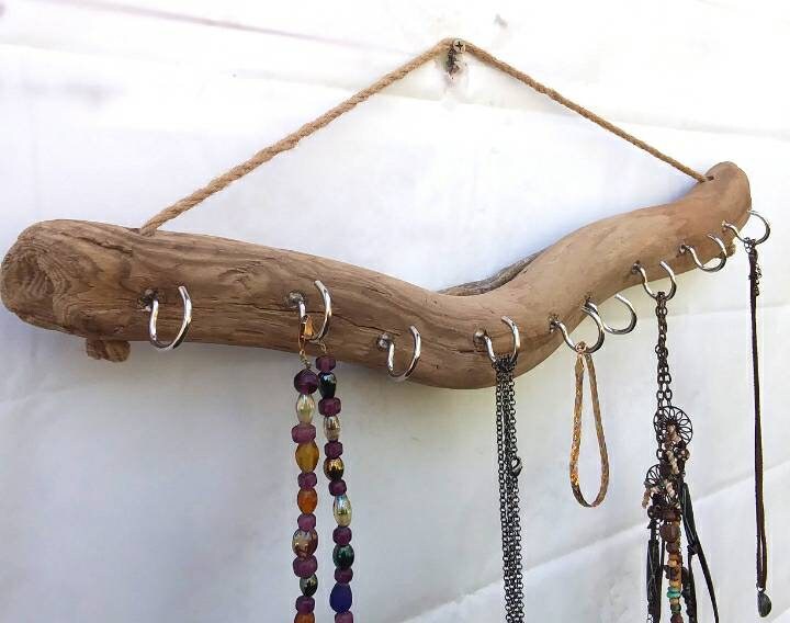 Driftwood Necklace Display Wall Mounted Decorative Hooks