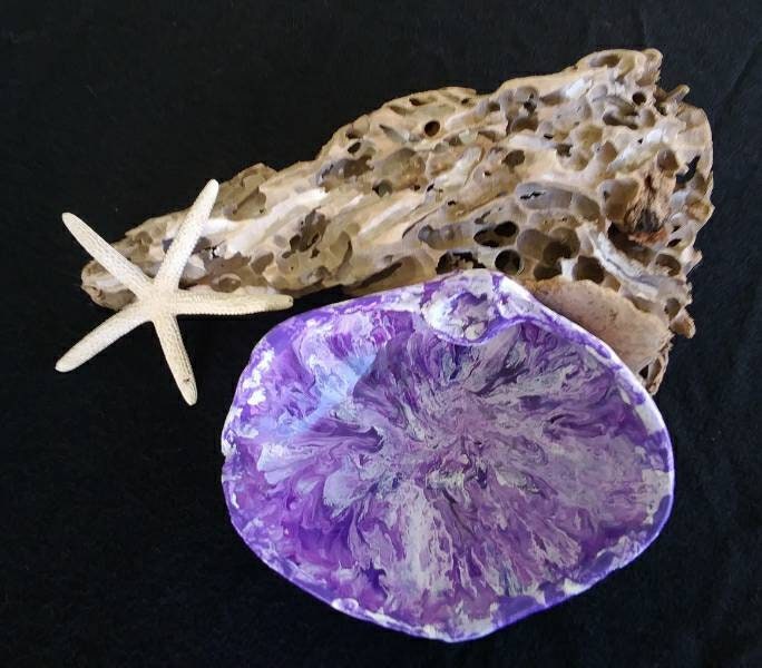 Large Purple And White Clam Shell