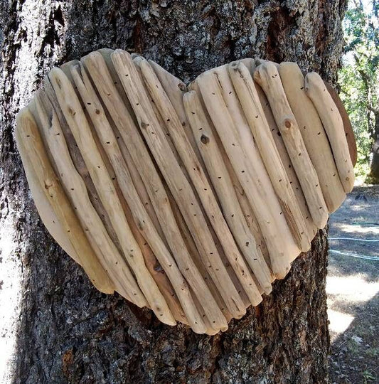 Rustic Wood Heart Driftwood Coastal Wall Art