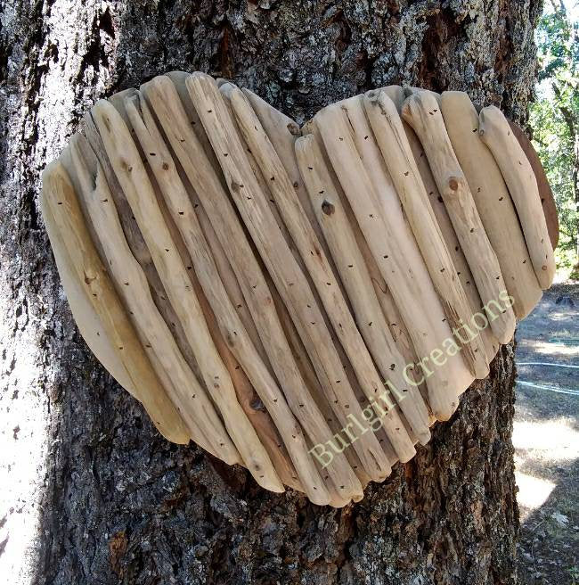Rustic Wood Heart Driftwood Coastal Wall Art