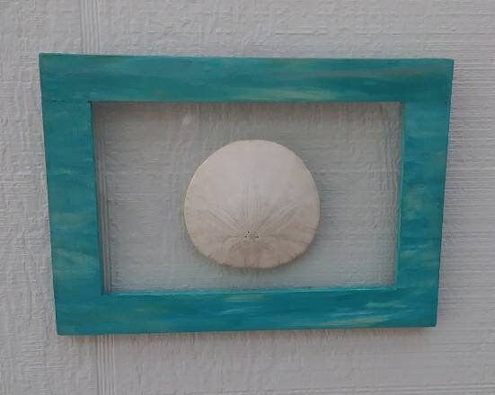 Beach Bathroom 5X7 Blue Green Frame With Real Oregon Sand Dollar